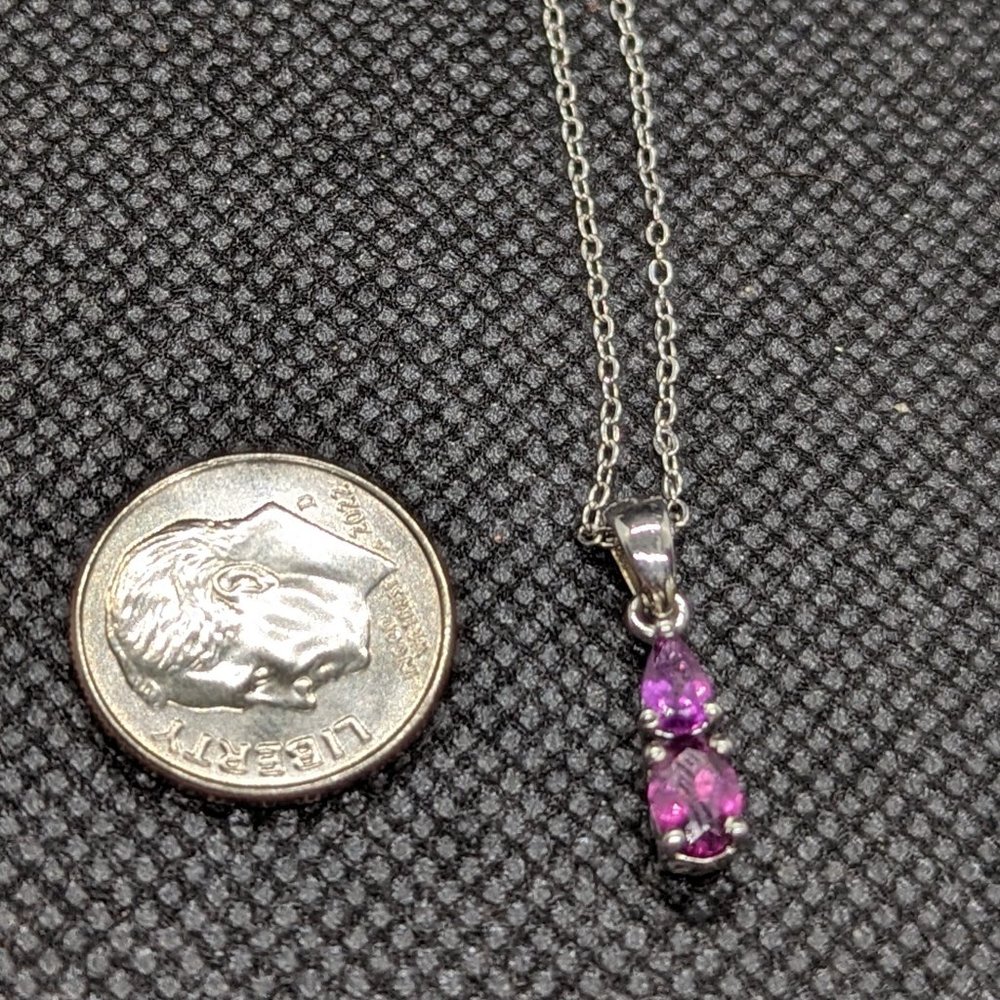 Delicate little garnet necklace sterling with matching chain